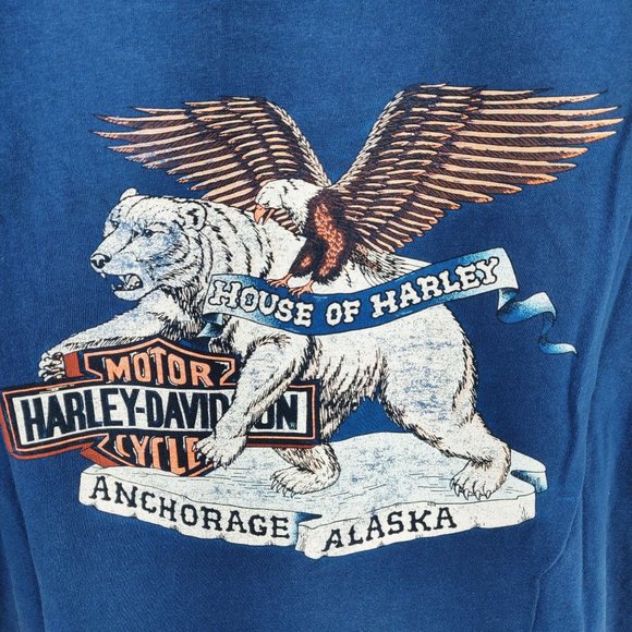 Vintage 1990s Harley Davidson Iron Horses T Shirt Train Polar Bear Eagle Alaska - Picture 4 of 6